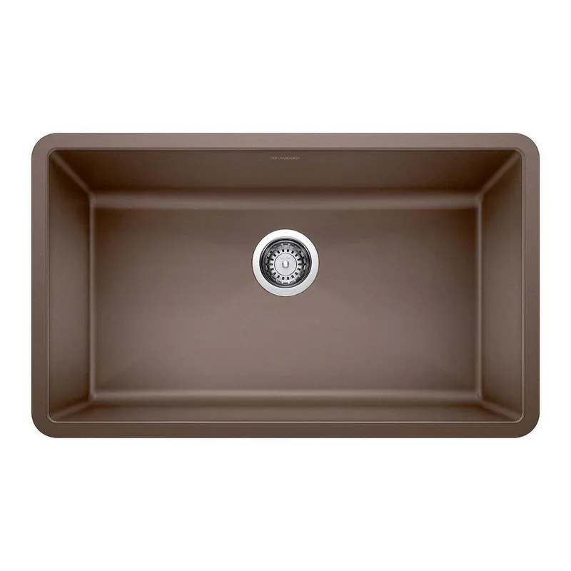 BLANCO 440147 Precis 32 x 19 in No Hole Composite Single Bowl Undermount Kitchen Sink in Cafe Brown