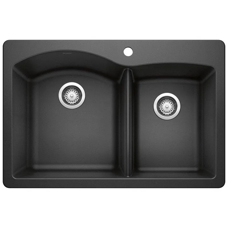 BLANCO 440215 Diamond™ 33 x 22 in. 1 Hole Composite Double Bowl Dual Mount Kitchen Sink in Anthracite