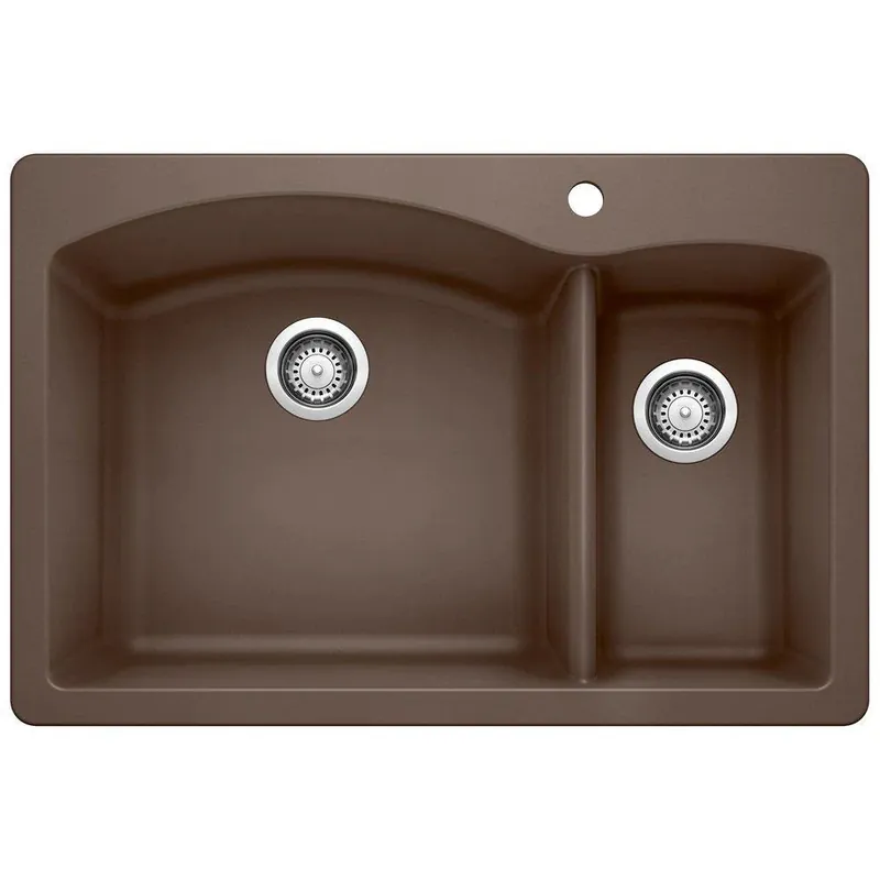 Blanco 440197 Diamond 33 x 22 in. 1 Hole Composite Double Bowl Dual Mount Kitchen Sink in Cafe Brown