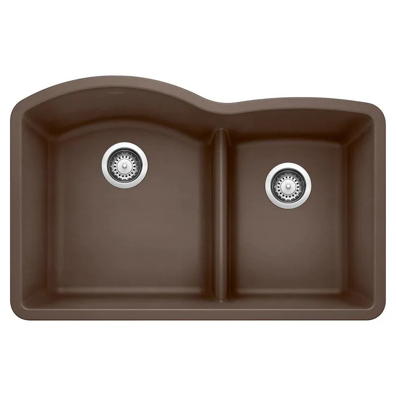 BLANCO 441597 Diamond 32 x 20-7/8 in. No Hole Composite Double Bowl Undermount Kitchen Sink in Cafe Brown