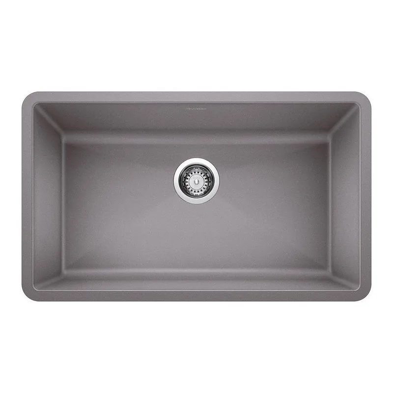 BLANCO 440148 Precis 32 x 19 in. No Hole Granite Composite Single Bowl Undermount Kitchen Sink in Metallic Gray