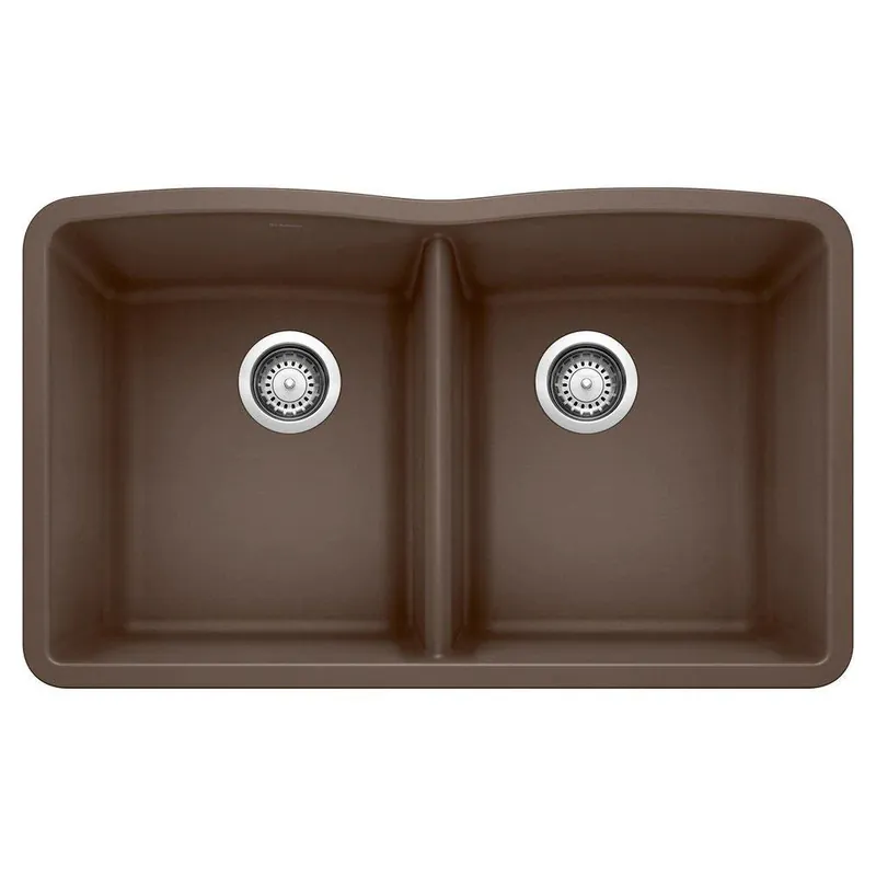 BLANCO 440182 Diamond 32 x 19-1/4 in No Hole Composite Double Bowl Undermount Kitchen Sink in Cafe Brown
