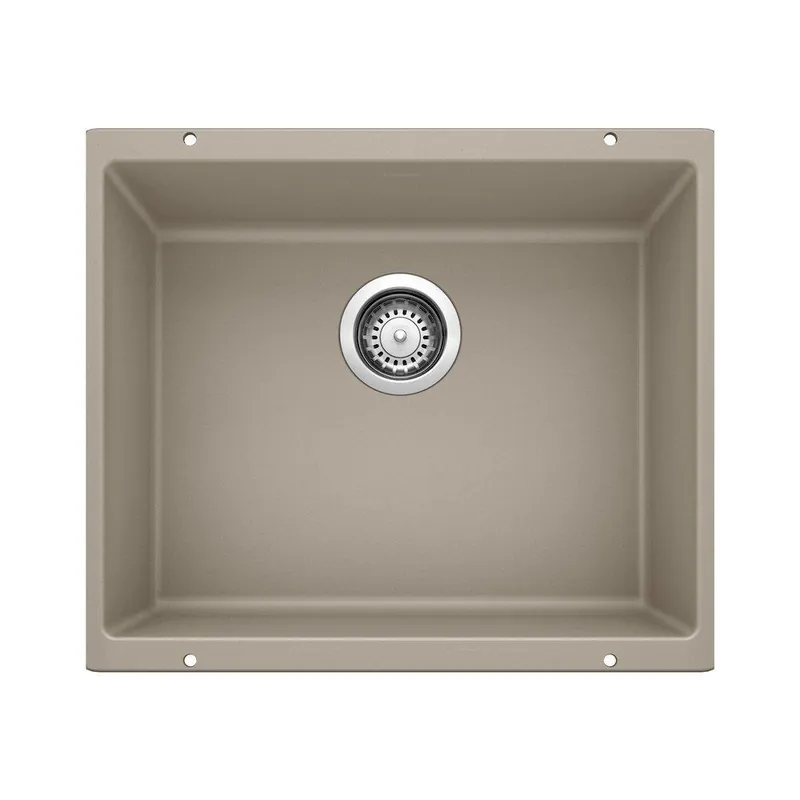 BLANCO 517677 Precis 20-87/100 x 18-11/100 in. No Hole Composite Single Bowl Undermount Kitchen Sink in Truffle