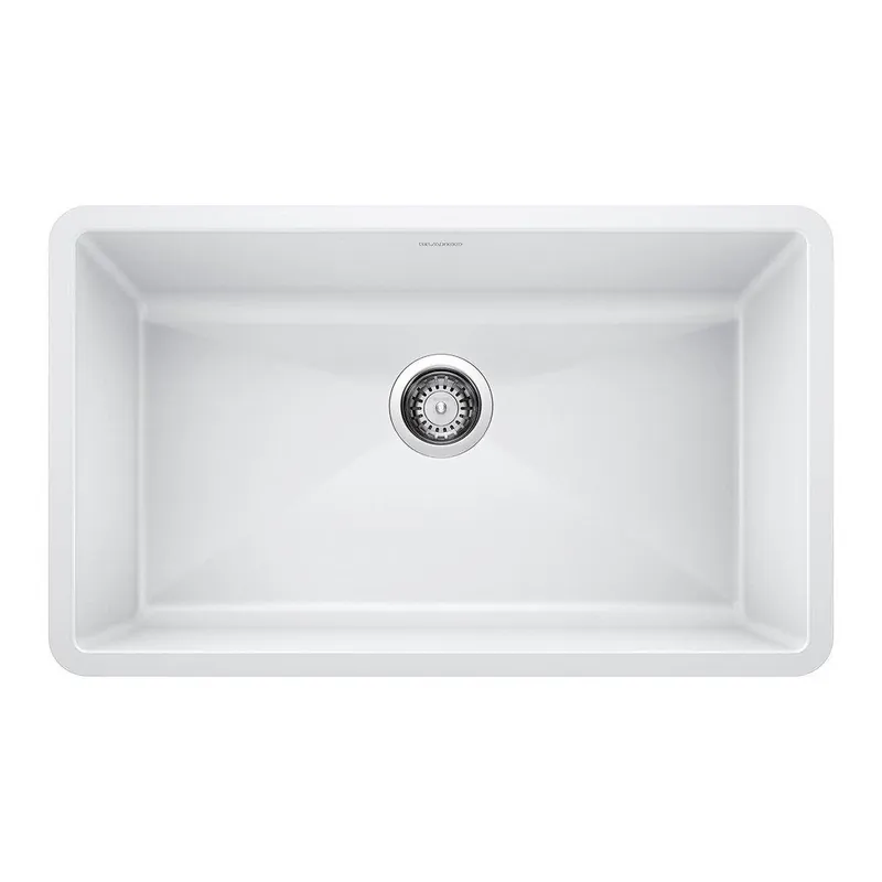 BLANCO 440150 Precis 32 x 19 in No Hole Granite Composite Single Bowl Undermount Kitchen Sink White