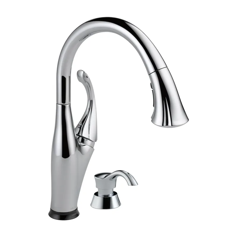 Delta 9192T-SD-DST Single Handle Pull-Down Kitchen Faucet with Touch2O Technology and Soap Dispenser