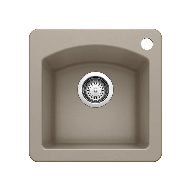 BLANCO 441295 Diamond 15 x 15 in. 1 Hole Drop-in and Undermount Granite Bar Sink in Truffle