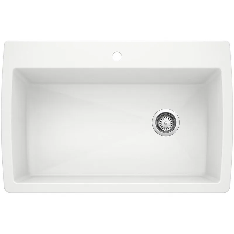 BLANCO 440195 DIAMOND 33-1/2 x 22 in. 1 Hole Composite Single Bowl Dual Mount Kitchen Sink in White