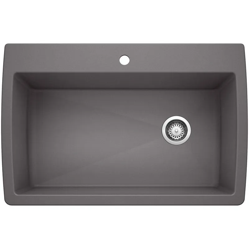 BLANCO 441467 Diamond 33-1/2 x 22 in 1 Hole Composite Single Bowl Dual Mount Kitchen Sink in Cinder