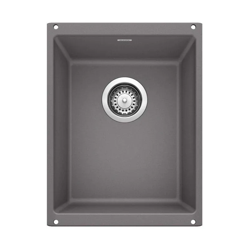 BLANCO 519048 Precis 13-39/50 x 18-11/100 in. No Hole Composite Single Bowl Undermount Kitchen Sink in Cinder