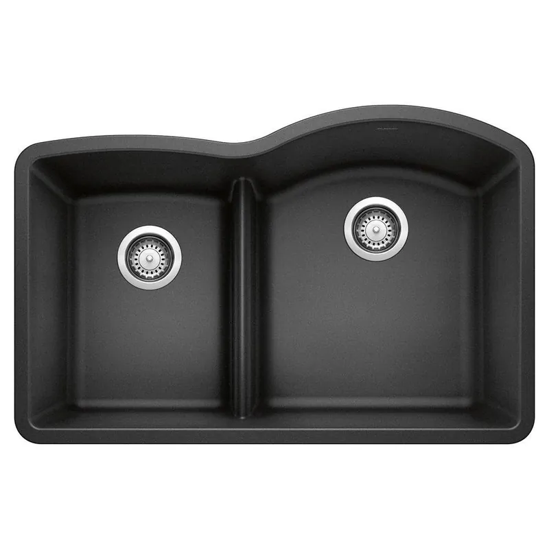 BLANCO 441598 Diamond 32 x 20-7/8 in. No Hole Composite Double Bowl Undermount Kitchen Sink in Anthracite