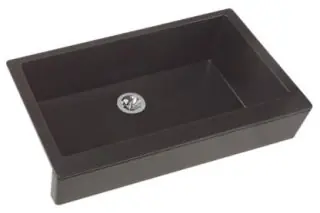 Elkay ELXUFP3620CA0 Quartz Luxe 35-7/8 x 20-15/16 x 9 Single Bowl Farmhouse Sink with Perfect Drain, Caviar