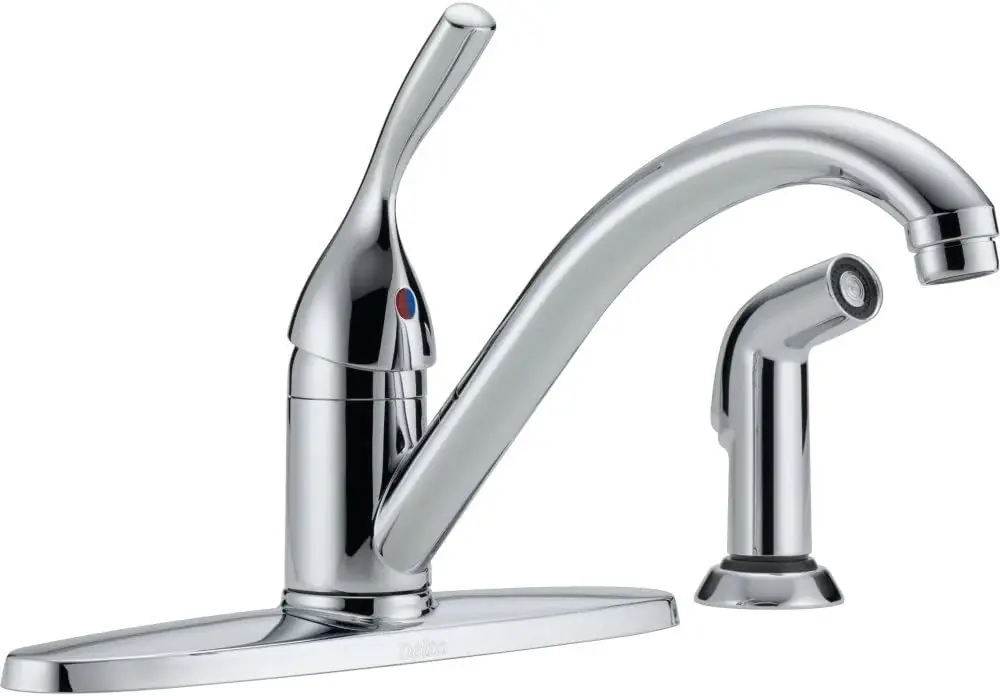 DELTA FAUCET 400-DST Classic Single-Handle Kitchen Sink Faucet with Side Sprayer, Chrome, 1.5 Inches