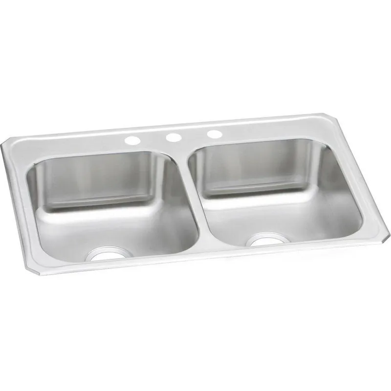 Elkay CR33223 Celebrity 33 x 22 Stainless Steel Double Bowl Drop-In Sink