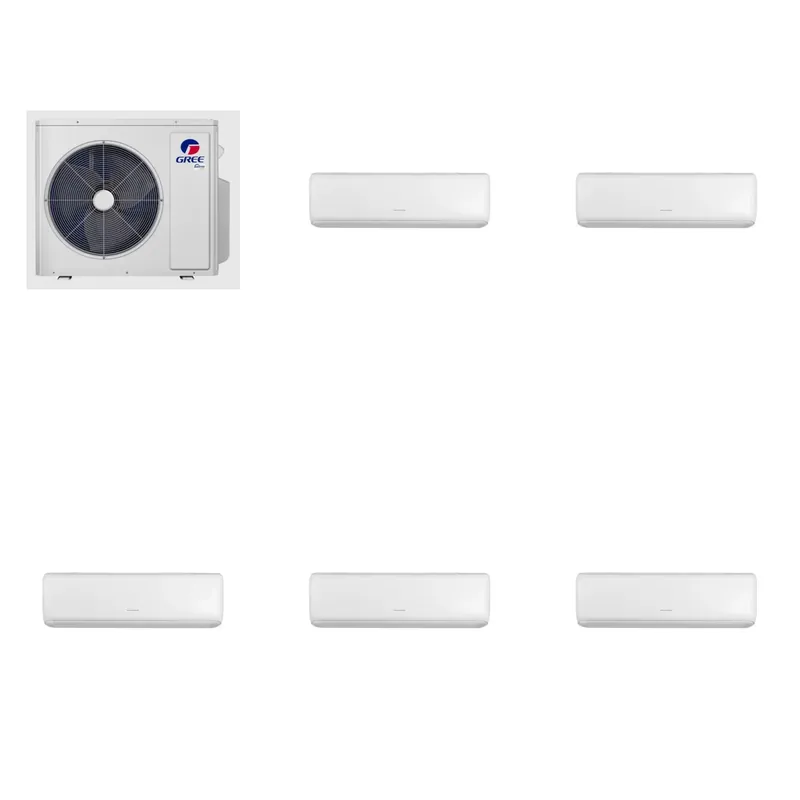 GREE Livo 42000 BTU R-32 21 SEER2 5-Zone Ductless Mini Split Heat Pump System - 9K+9K+9K+12K+18K