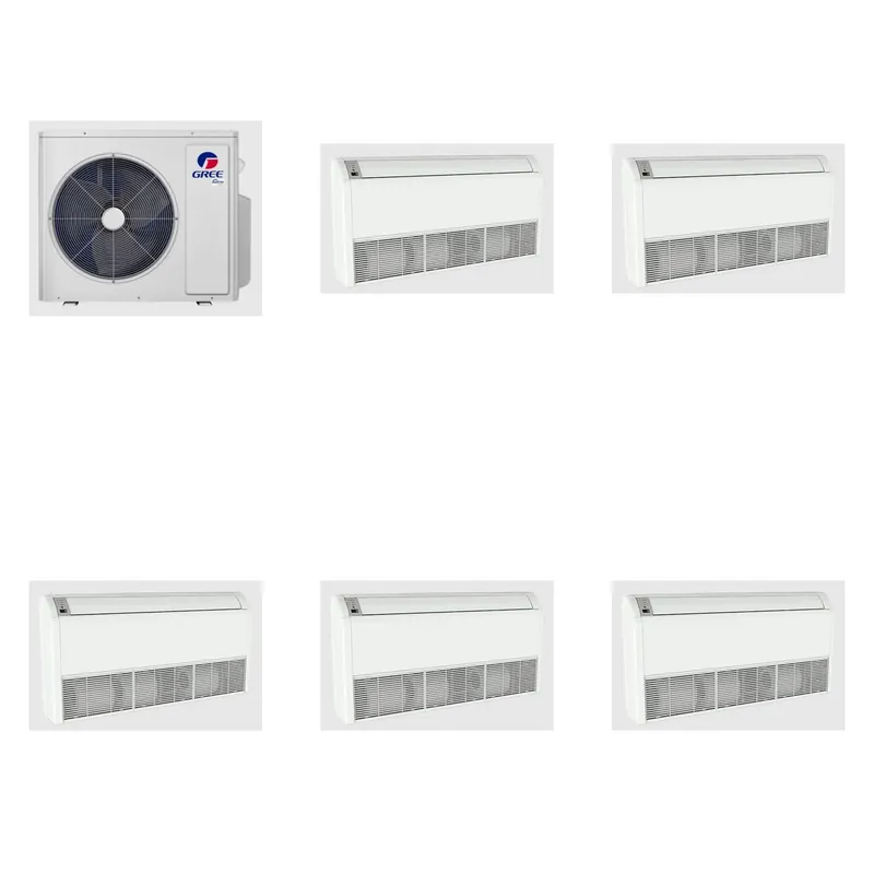 GREE 42000 BTU R-32 21 SEER2 5-Zone Ductless Mini Split Heat Pump System - 9K+9K+9K+12K+18K