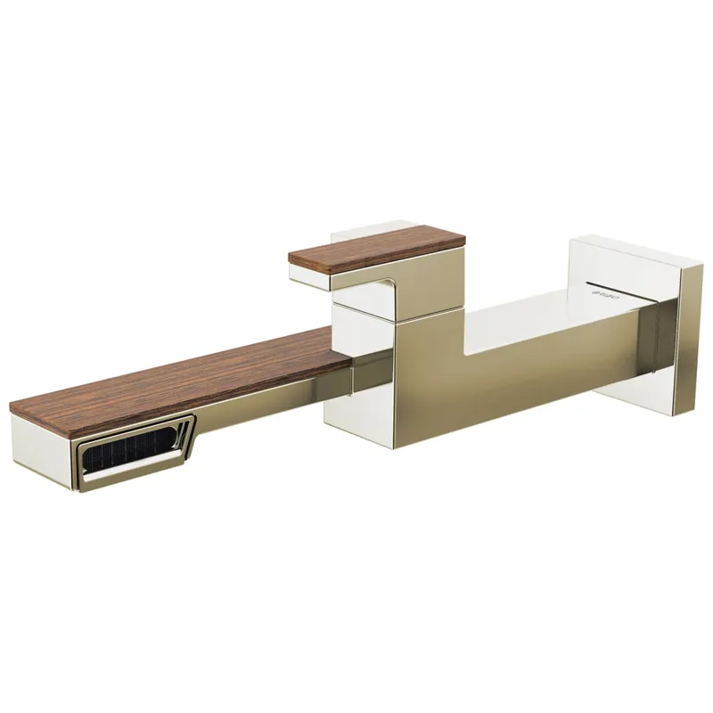 Brizo T65722LF-PNTK Frank Lloyd Wright: Single-Handle Wall Mount Lavatory Faucet 1.2 GPM in Polished Nickel Wood