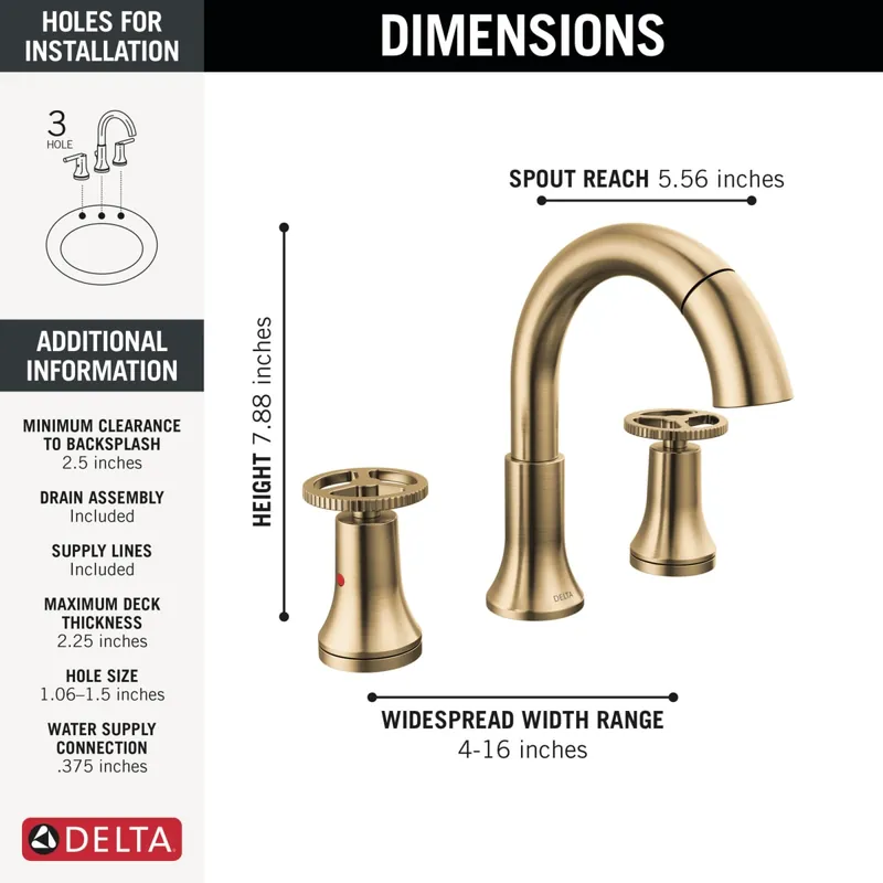 Delta 3558-CZPD-DST Trinsic Lavatory Faucet 1.2 Gallons Per Minute 4-16 Inch Spread