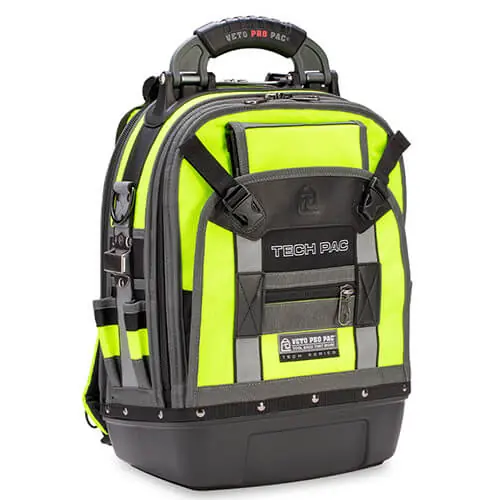 Veto Pro Pac VPP10063 TECH PAC Backpack Tool Bag Hi-Viz Yellow 13 x 10 x 19-1/2