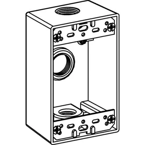 Orbit Industries 1B50-3-W 1-Gang Box 2 inches Deep With 3 Outlet Holes - 1/2 inches Size Device Mount