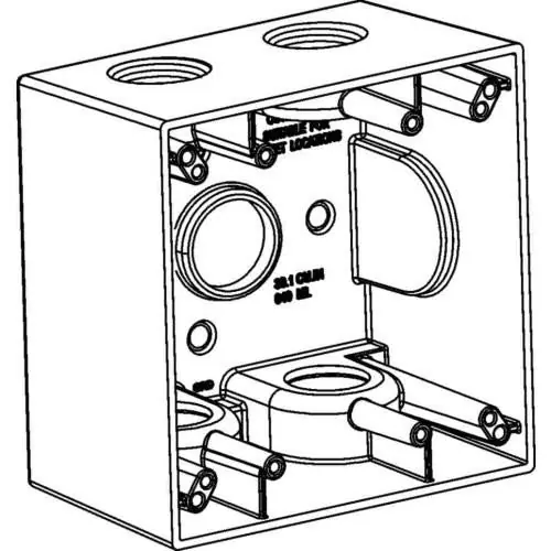 Orbit Industries 2DB100-5 2-Gang Weatherproof Outlet Box 2-5/8 inches Deep (5) 1 inches Hubs