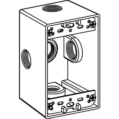 Orbit Industries 1DB50-5X 1-Gang Weatherproof Box 2-5/8 inches Deep (5) 1/2 inches Holes