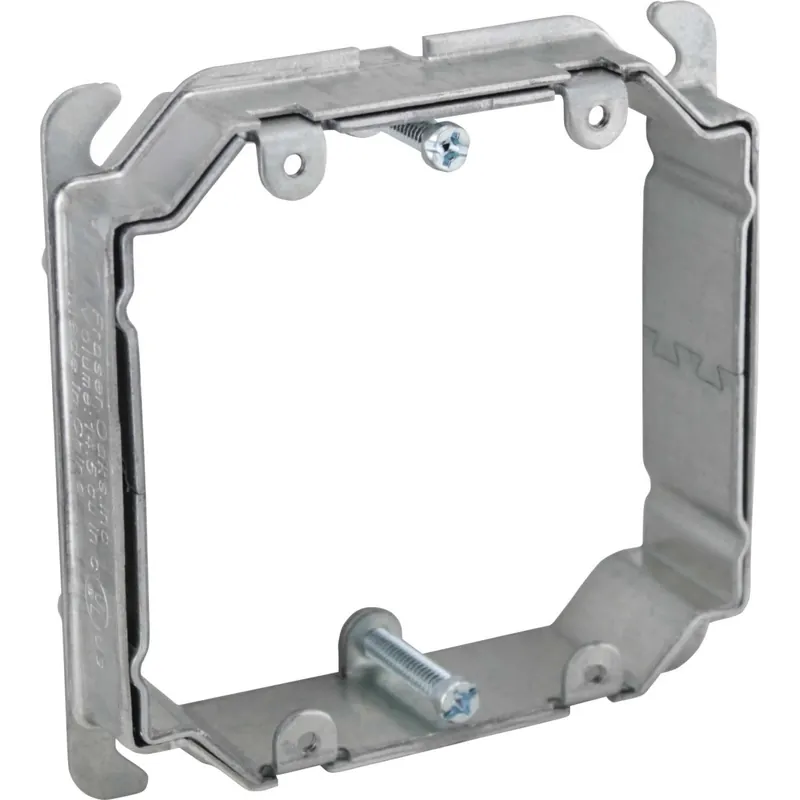 Orbit Industries 4AR2G-58 4 inches Square 2-Gang Mud Ring 5/8 inches to 1-1/4 inches Adjustable Range