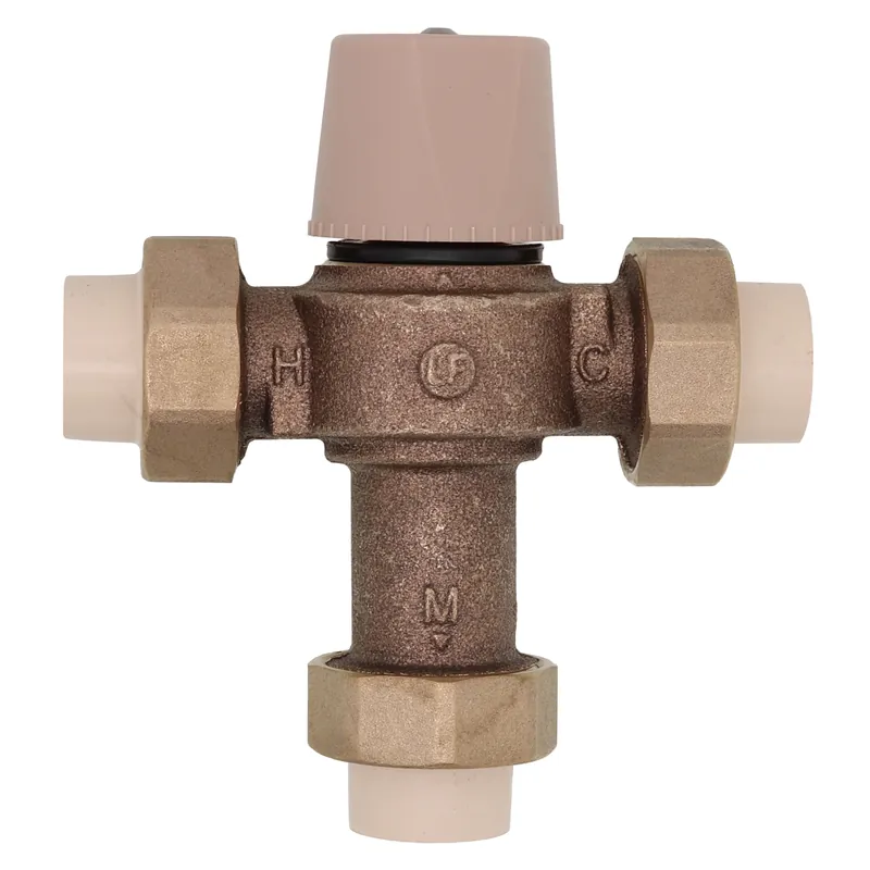 Watts 0559162 thermostatic mixing valve 3/4 inches CPVC end connections adjustable out 80-120 F