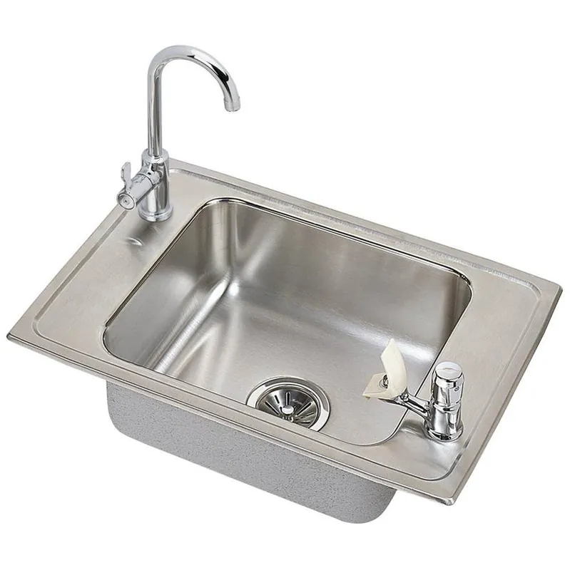Elkay CDKAD-2517-65-C Celebrity Stainless Steel 25 inches x 17 inches x 6-1/2 inches 2-Hole Single Bowl Drop-in Classroom ADA Sink and Faucet Kit