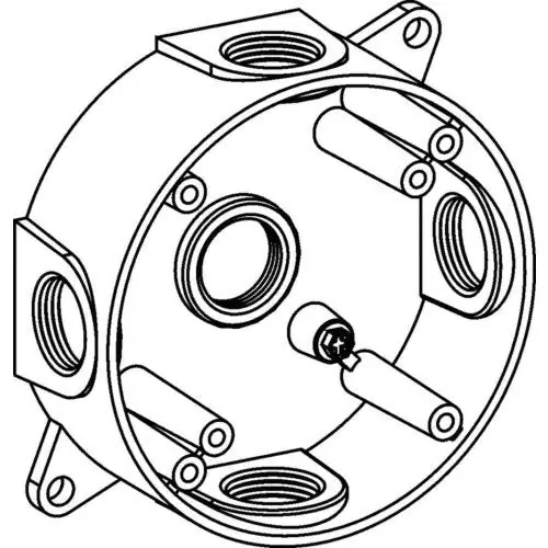 Orbit Industries RB50-5-W Round Box 4 inches 1-1/2 inches Deep, 5 Outlet Holes - 1/2 inches Size Device Mount