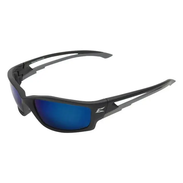 Wolf Peak International TSKAP218 Kazbek Polarized Black/Aqua Precision Blue Mirror Lens Safety Glasses