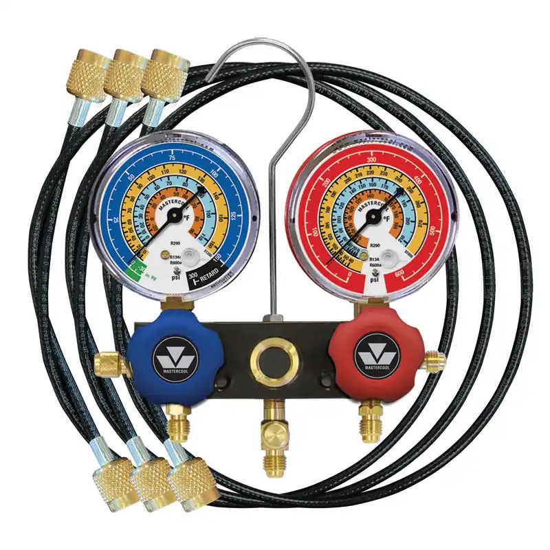 Mastercool 93518-TP R600a R290 R134a 2-Way Aluminum Manifold Gauge Set
