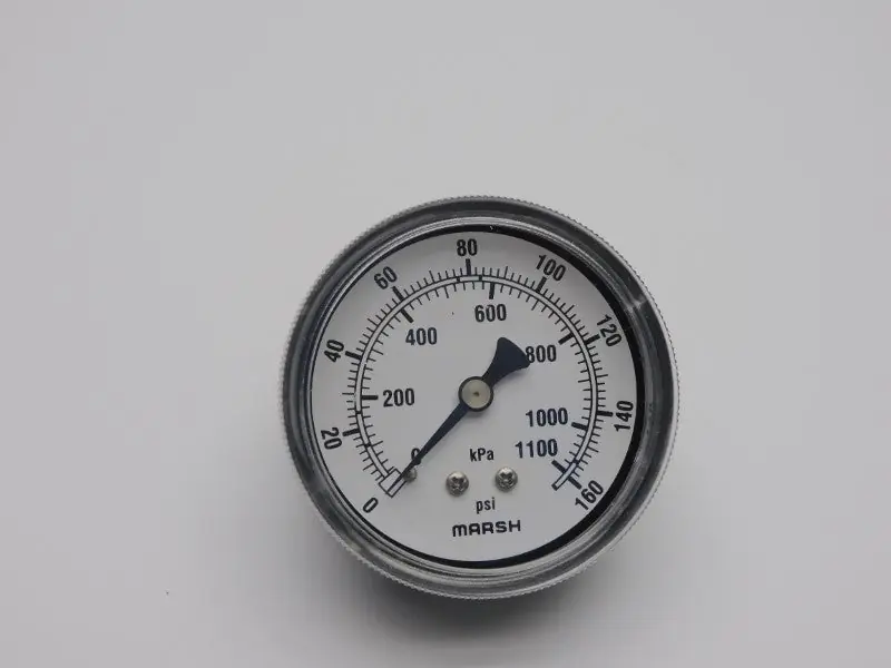 Marsh Bellofram J5452 2-1/2 0-160 PSI 1/4 BM Dry Pressure Gauge