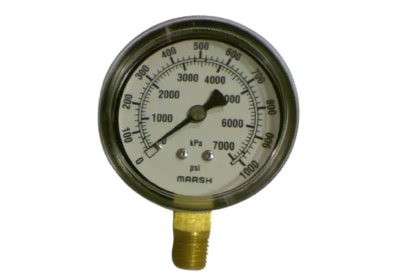 Marsh Bellofram J4672 Pressure Gauge 0-1000 PSI 2-1/2 1/4 Lm