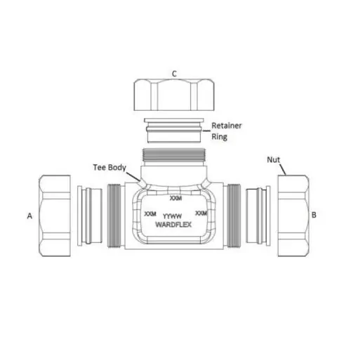 WARD FLEX 354 Tee Fitting 1-1/4 inches x 1-1/4 inches x 1-1/4 inches