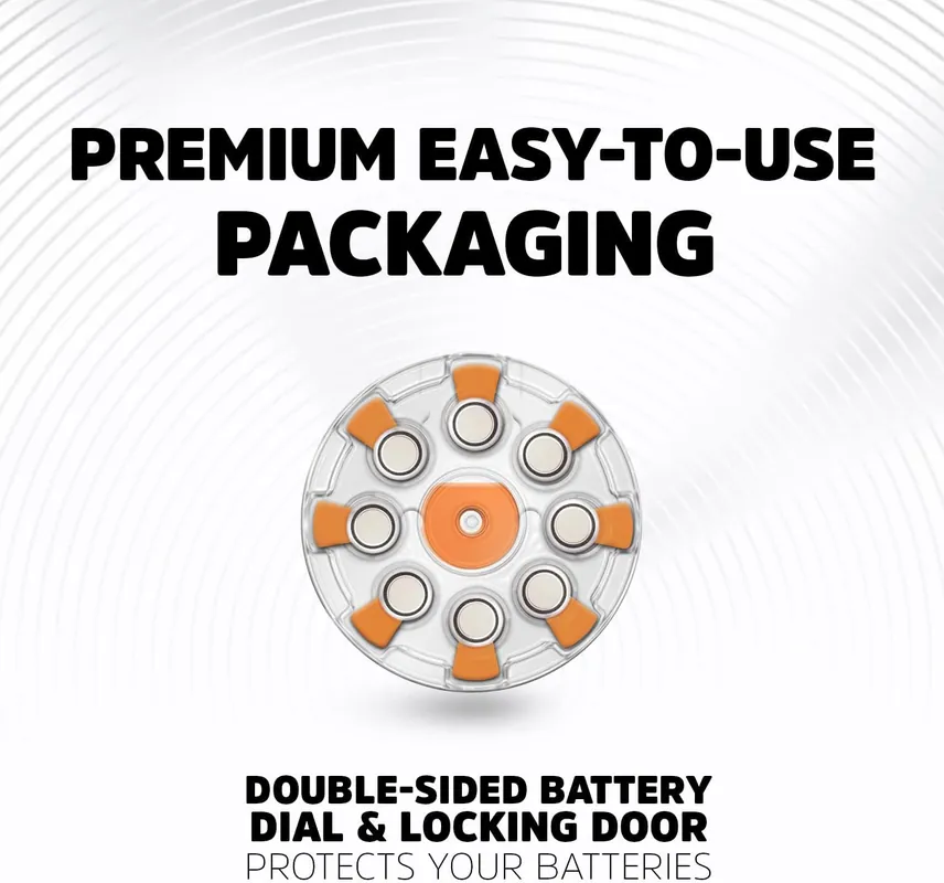 Energizer AZ13DP-8 Hearing Aid Batteries Size 13 (8 Battery Count)