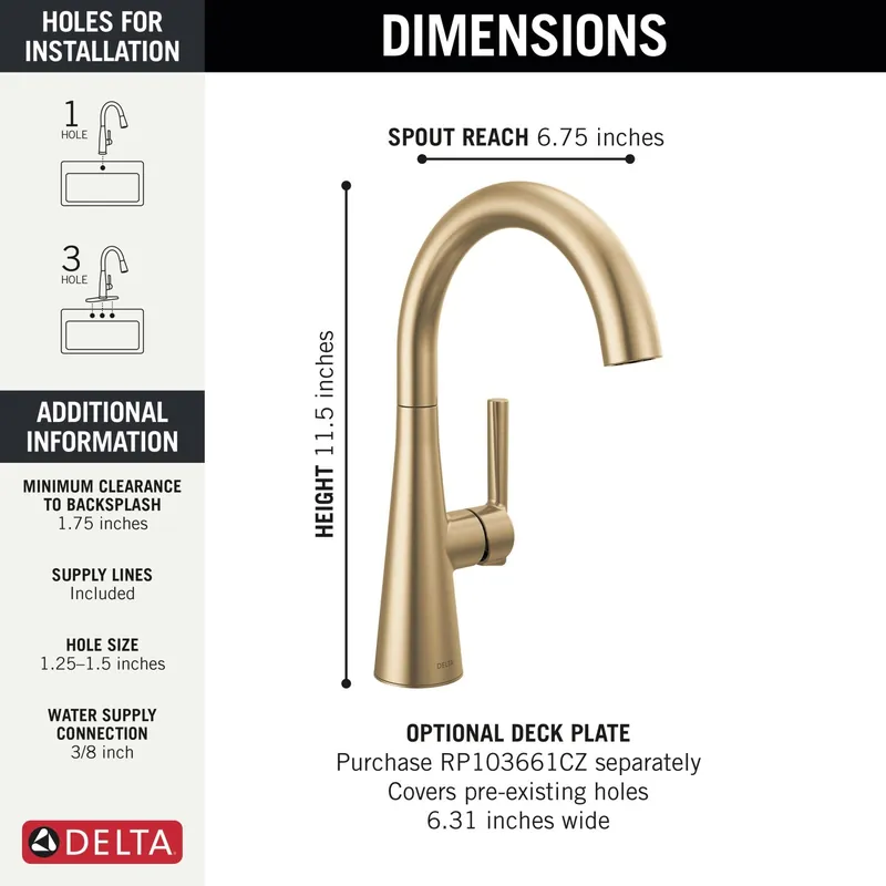 Delta 14882LF-CZ Single Handle Bar Prep Faucet