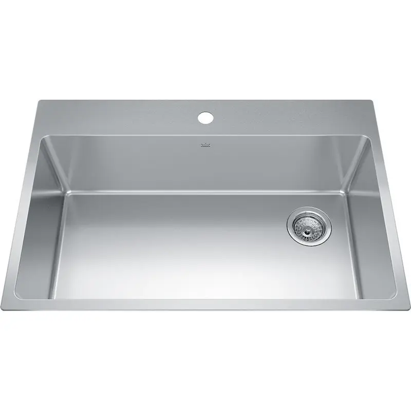 Franke BSL2233-9-3N Brookmore 33 inches x 22 inches Drop-In Single-Bowl Kitchen Sink Four-Hole