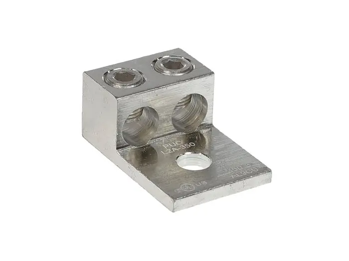 Penn-Union L2A-350 Aluminum Dual Rated Lug for Two Conductors - One Hole Tongue 6 Str. to 350 kcmil AL & CU Compression Lug
