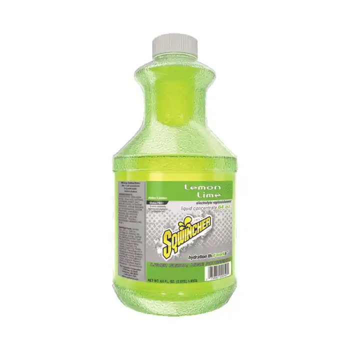 Sqwincher 030328-LL Standard Formula Sports Drink Mix, 64 oz Container, 5 gal Yield, Liquid Form, Lemon Lime