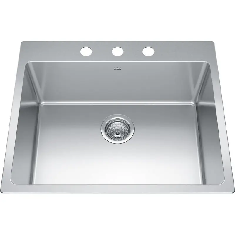Franke BSL2125-9-3N Brookmore 25 inches x 21 inches Drop-In Single-Bowl Kitchen Sink 3 Hole