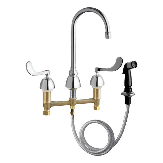 Chicago Faucets 200-AGN2AE35-317AB 200 Series Two Handle Kitchen Faucet with Side Spray 1.5 GPM