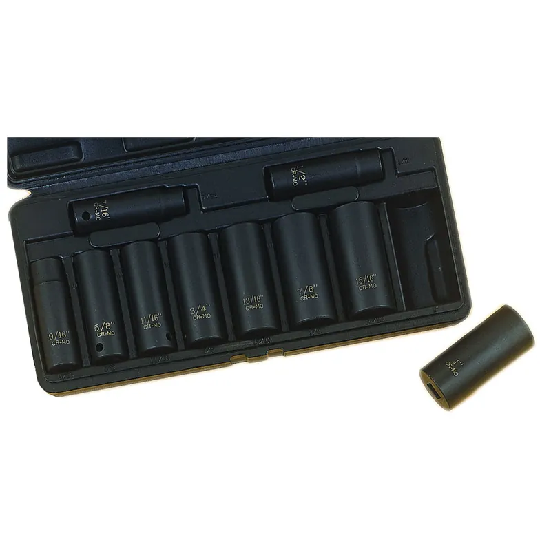 VULCAN MTI10-S Deep Impact Socket Set Chrome Molybdenum Steel Tempered Phosphate 10-Piece