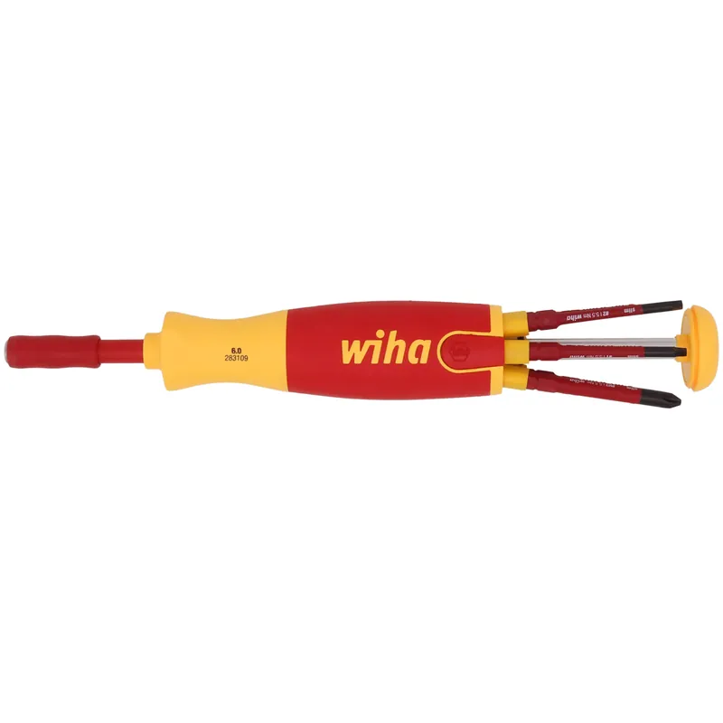 Wiha 28394 Insulated SlimLine Precision Pop-Up Slotted, Square and Phillips Screwdriver Set 7 Pieces