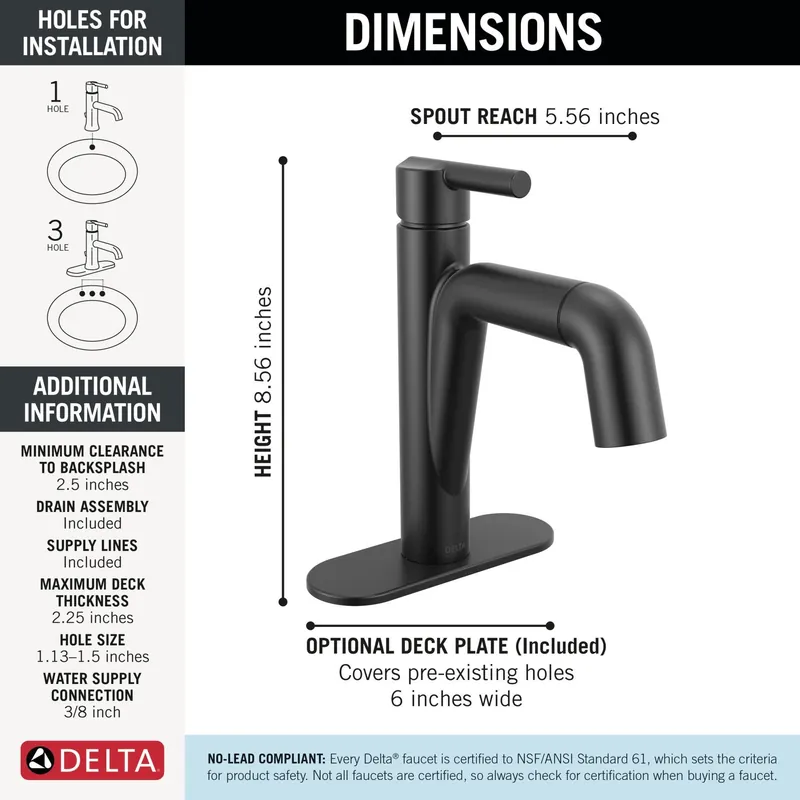 Delta 15849LF-BLPD Nicoli Single Handle Pull-Down Bathroom Faucet