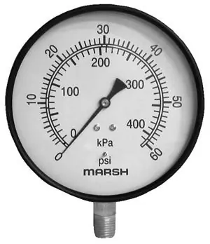 Marsh Bellofram J4646 2-1/2 0-60 PSI Gauge Dry 1/4 Lm