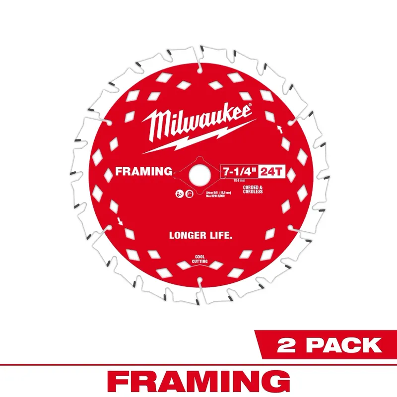 MILWAUKEE 48-40-0722 Framing Circular Saw Blade 7-1/4 inches 24T 48-40-0722