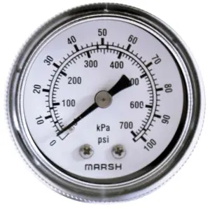 Marsh Bellofram J5448 2-1/2 0-100 PSI 1/4 BM Dry Pressure Gauge