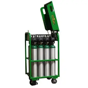 SAF-T-CART MDE-12T 12 Cylinder D & E Cart With Lockable Top 4 Casters