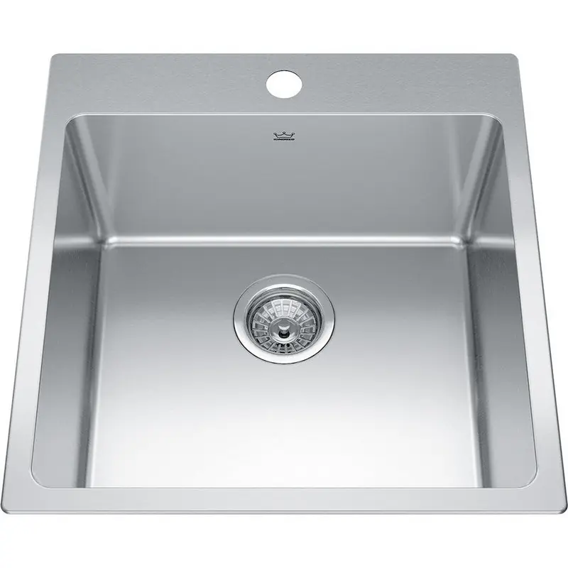 Franke BSL2120-9-4N Brookmore 20 inches x 21 inches Drop-In Single-Bowl Kitchen Sink Four-Hole