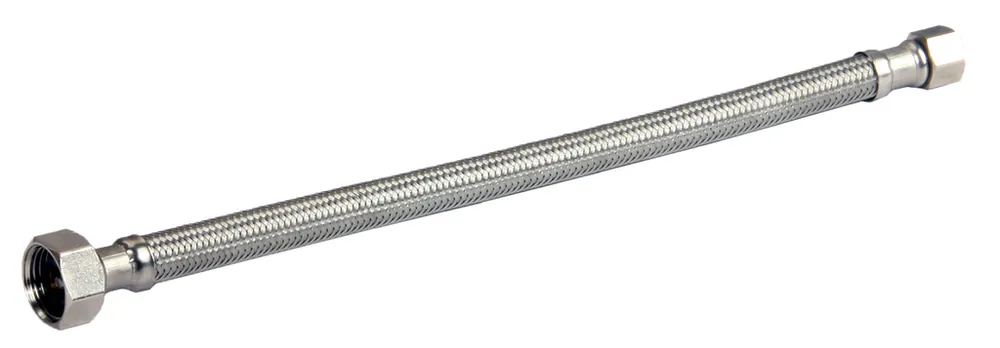 Everflow 27116-NL 16 Inches SS Braided 1/2 Inches IPS X 3/8 Comp Faucet Supply Lead Free